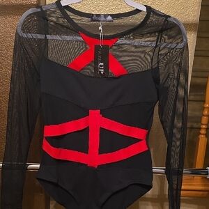 Boss Black and Red Mesh Bodysuit